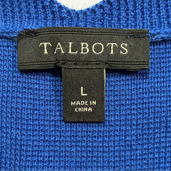 Talbots Fit & Flare Dress Short Sleeve Round Neck Scalloped Edge Blue Large - Picture 5 of 7